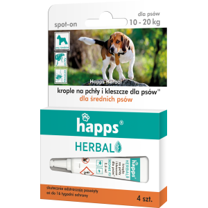 HAPPS Herbal - krople na pchły i kleszcze dla średnich  psów (10-20kg) 4 szt