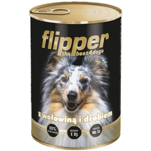 Flipper karma mokra z wołowiną i drobiem 12 x 400g + gratis