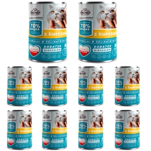 Kawałki dla kota w delikatnym sosie z kurczakiem, 400g x 10 szt