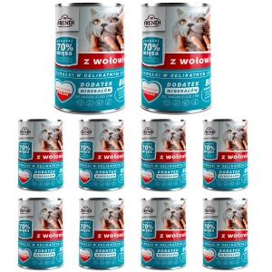 Kawałki dla kota w delikatnym sosie z wołowiną, 400g x 10 szt