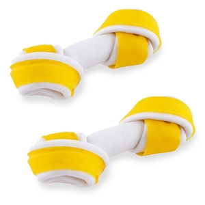 Maced Kość Wiązana biało-żółta 11 cm 2 szt