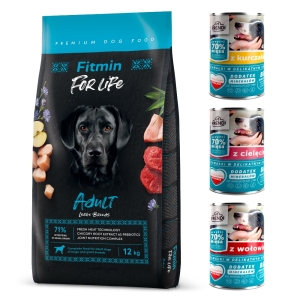 Fitmin For Life Adult Large Breed dla dużych ras 12 kg + 3 puszki karmy Frendi